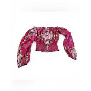 Moda Baronessa XS Silk Cropped Top Off The Shoulder Breathable Romantic Shirt